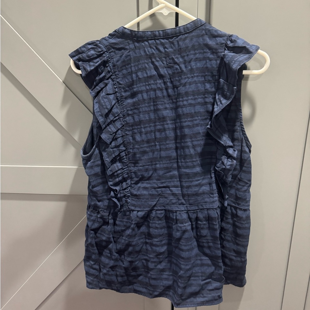 Loft Women's Blue Ruffled Top - Picture 5 of 6